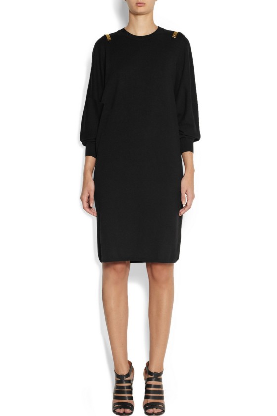 1.GIVENCHY Black wool sweater dress with gold bars £752.50 